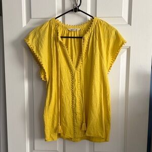 Boden Millie Boho Tassel Tie Boho Short Sleeve Cotton Lightweight Blouse Top